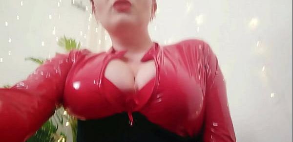  PVC play sexy girl teasing in vinyl shiny tight clothes